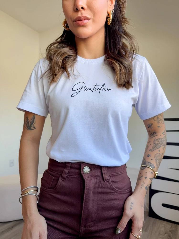 T-SHIRT GRATIDÃO- COR BRANCA