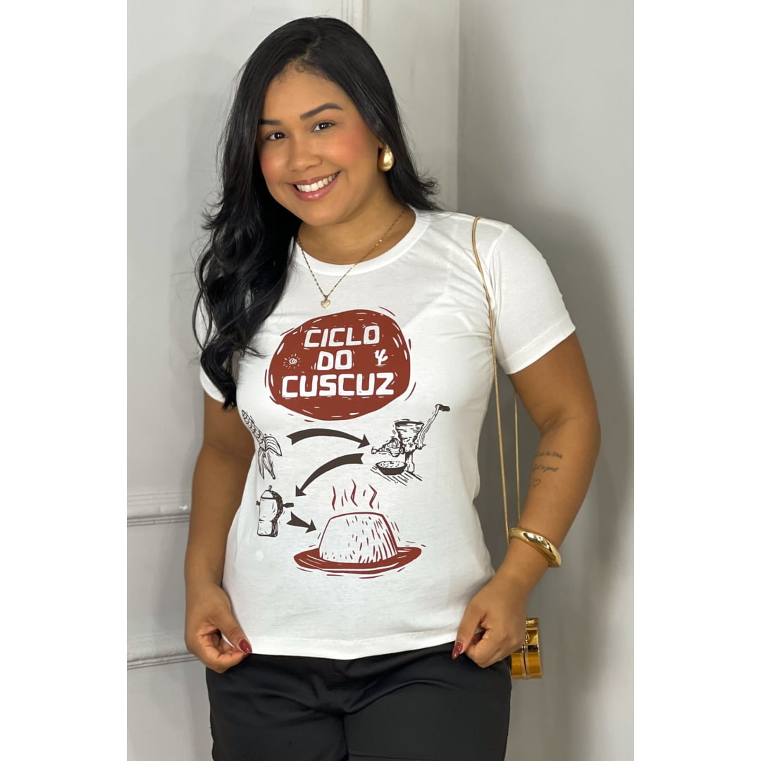 CICLO DO CUSCUZ - ALGODÃO PREMIUM - BRANCA CICLO DO CUSCUZ - ALGODÃO PREMIUM - BRANCA