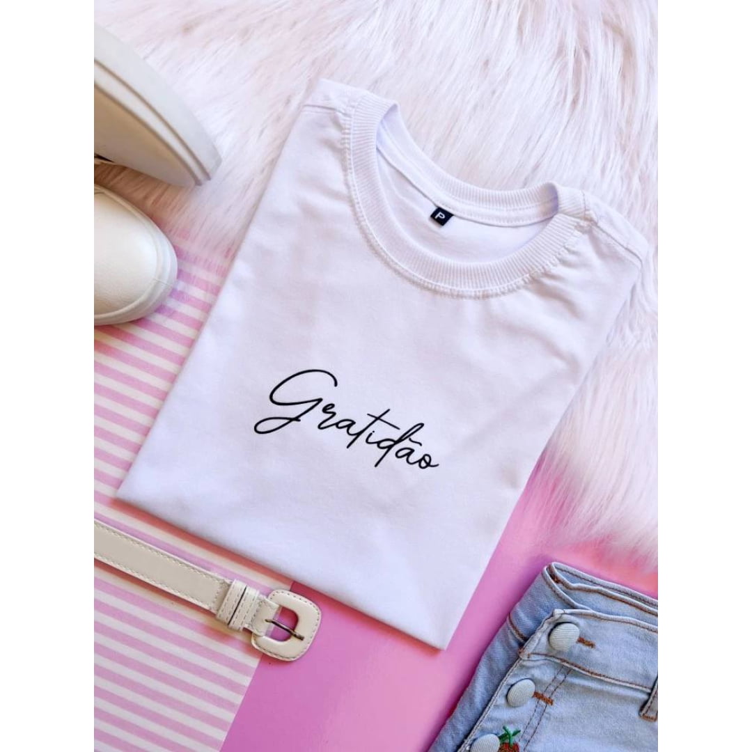 T-SHIRT GRATIDÃO- COR BRANCA