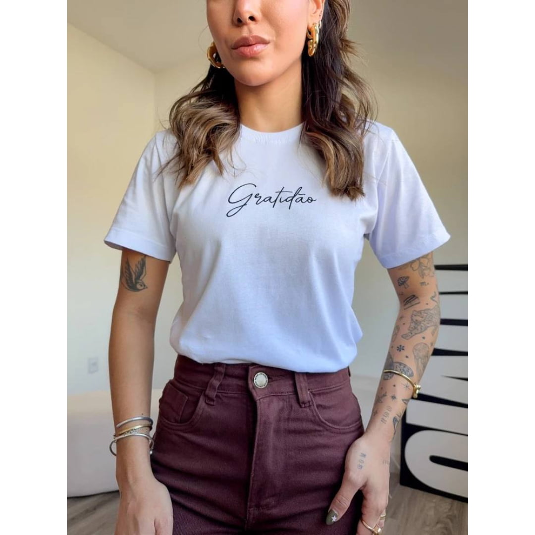 T-SHIRT GRATIDÃO- COR BRANCA